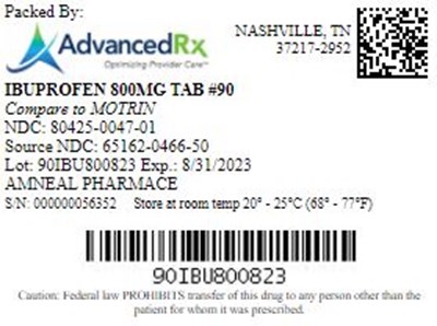 Ibuprofen 800mg Tab Qty 90 NDC 80425 0047